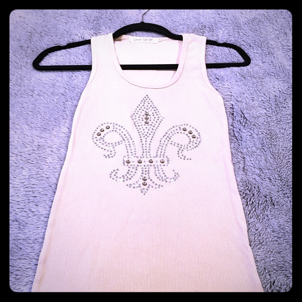 * COVER CHARGE RHINESTONE DETAILED TANK TOP
